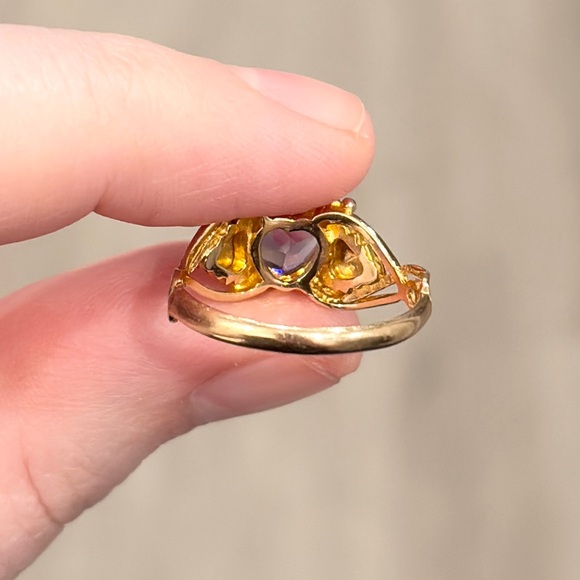 Vintage 10K Black Hills Gold Amethyst Heart Ring, Size 6.5 Solitaire, Coleman Co - Picture 13 of 16
